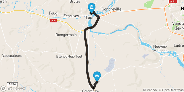 Itinéraire vers Toul