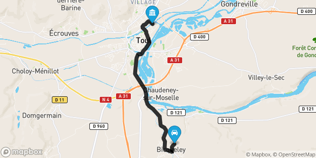 Itinéraire vers Toul