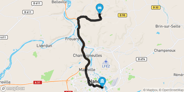 Itinéraire vers Nancy