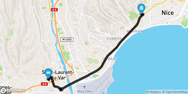 Itinéraire vers Nice