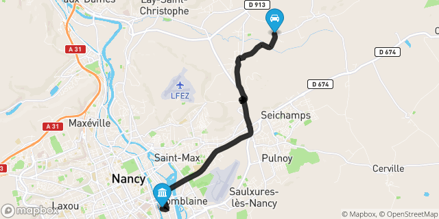 Itinéraire vers Nancy