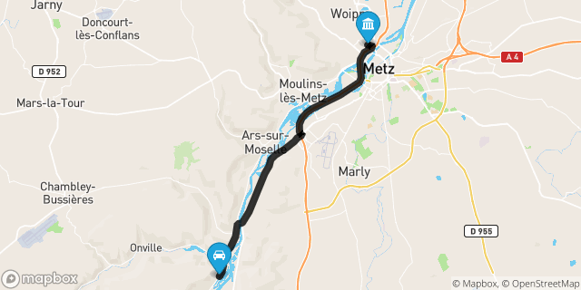 Itinéraire vers Metz