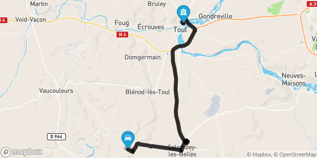 Itinéraire vers Toul