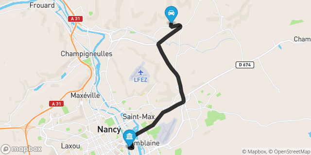 Itinéraire vers Nancy