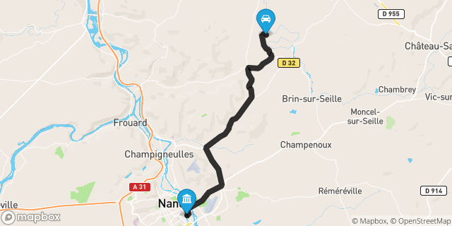 Itinéraire vers Nancy