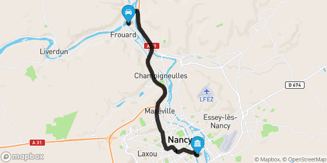 Itinéraire vers Nancy