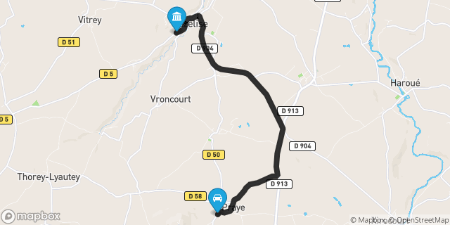 Itinéraire vers Vézelise