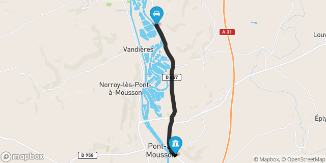 Itinéraire vers Pont-à-Mousson