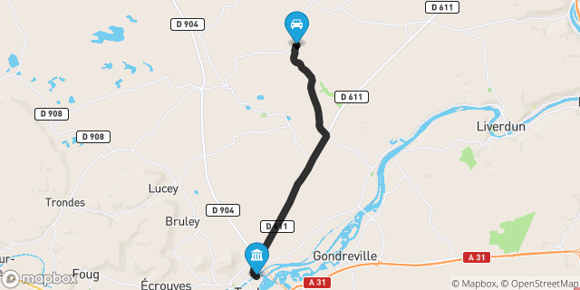Itinéraire vers Toul
