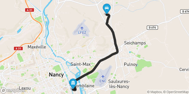 Itinéraire vers Nancy