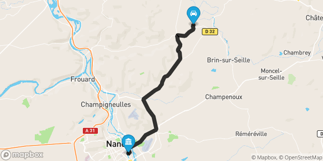 Itinéraire vers Nancy