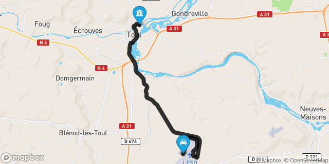 Itinéraire vers Toul