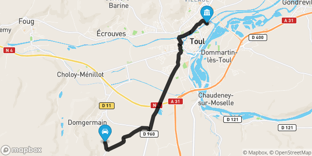 Itinéraire vers Toul