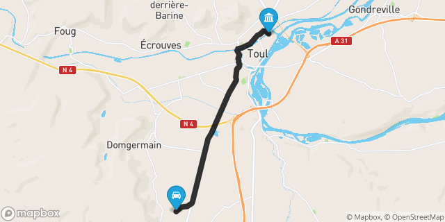 Itinéraire vers Toul