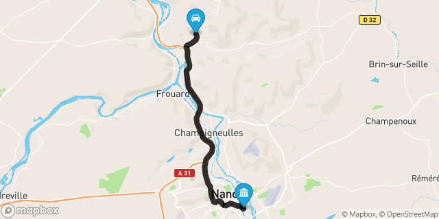 Itinéraire vers Nancy