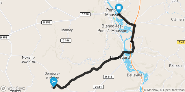 Itinéraire vers Pont-à-Mousson