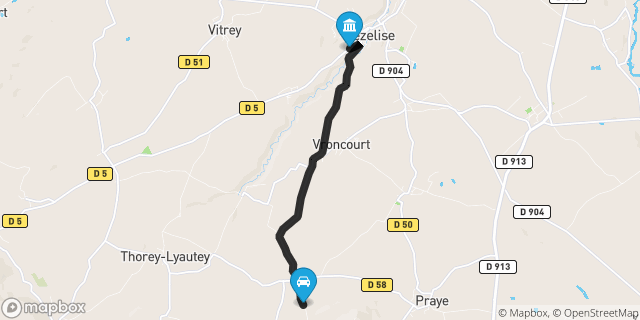 Itinéraire vers Vézelise