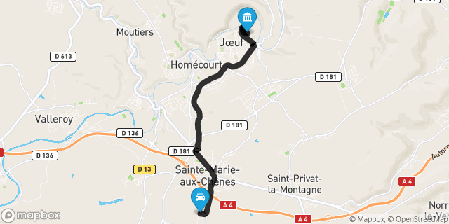 Itinéraire vers Joeuf