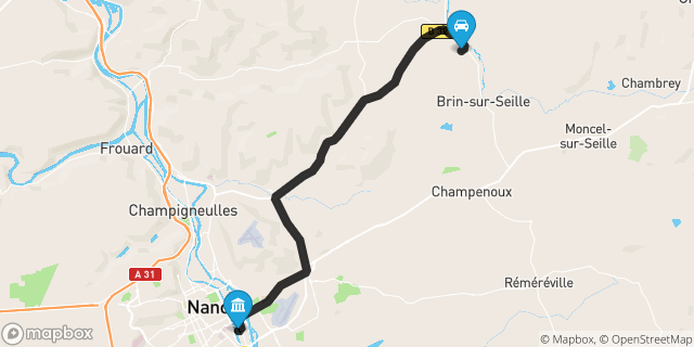 Itinéraire vers Nancy