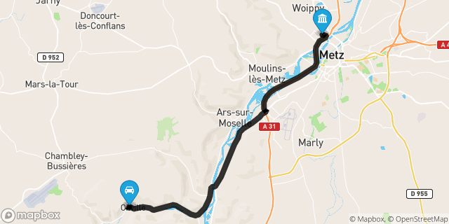 Itinéraire vers Metz