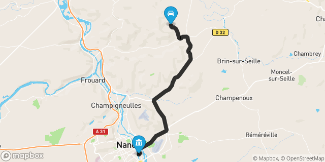 Itinéraire vers Nancy