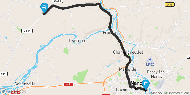 Itinéraire vers Nancy