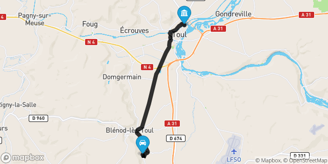 Itinéraire vers Toul