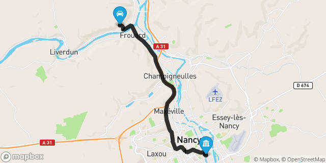 Itinéraire vers Nancy