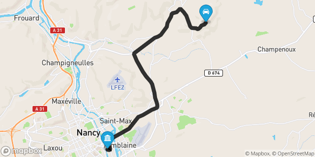 Itinéraire vers Nancy