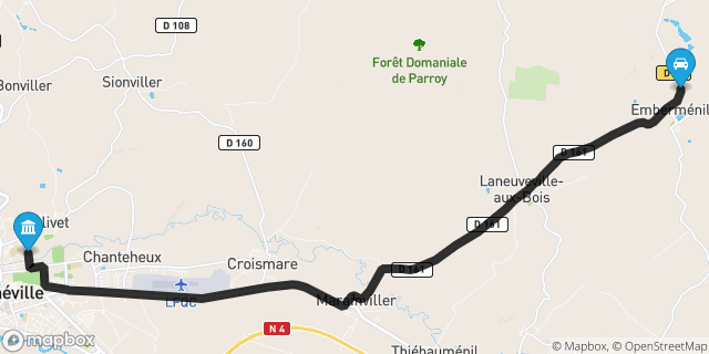 Itinéraire vers Lunéville
