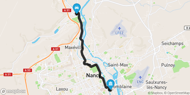 Itinéraire vers Nancy