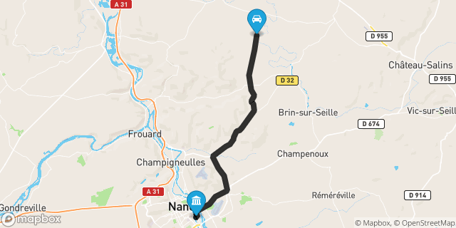Itinéraire vers Nancy
