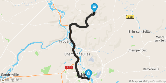 Itinéraire vers Nancy