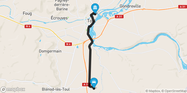 Itinéraire vers Toul