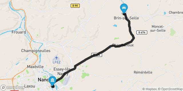 Itinéraire vers Nancy