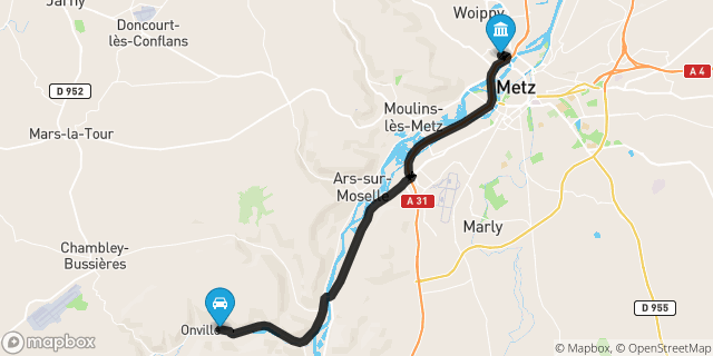 Itinéraire vers Metz
