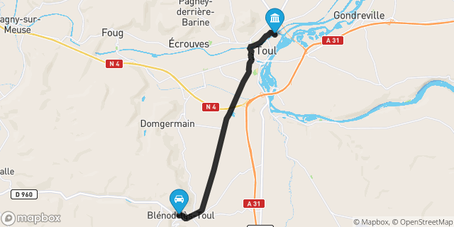 Itinéraire vers Toul