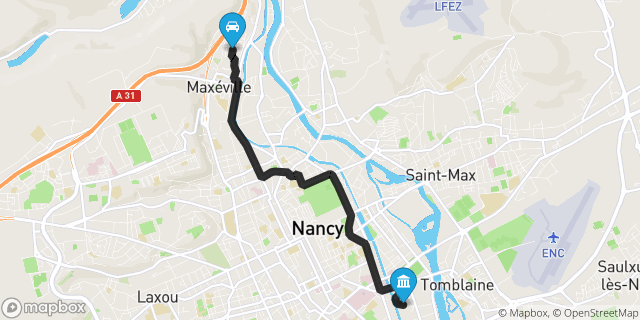 Itinéraire vers Nancy