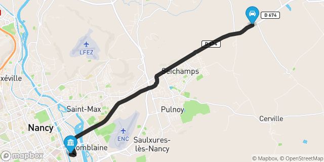 Itinéraire vers Nancy