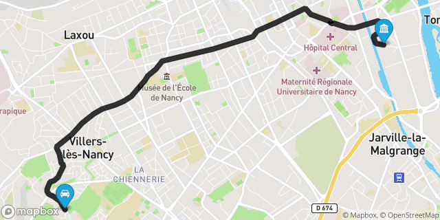 Itinéraire vers Nancy