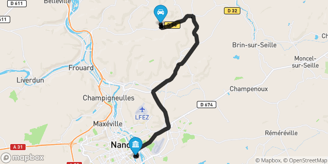 Itinéraire vers Nancy
