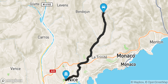 Itinéraire vers Nice