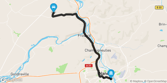 Itinéraire vers Nancy