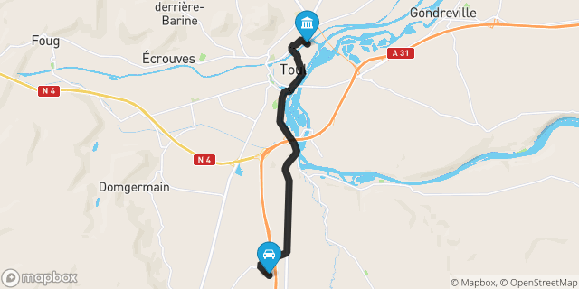 Itinéraire vers Toul
