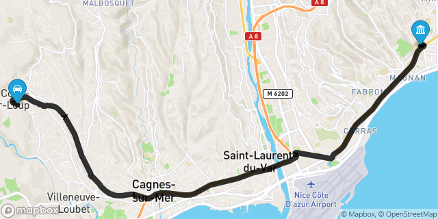 Itinéraire vers Nice