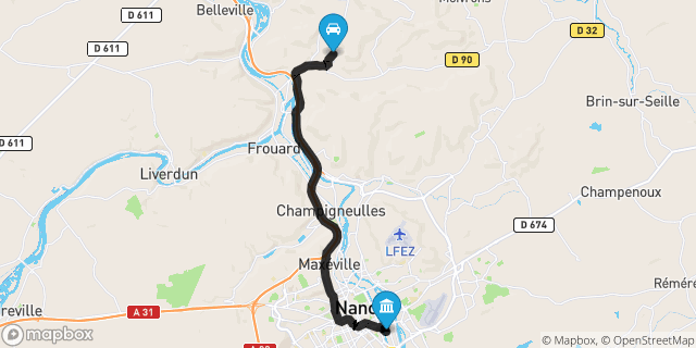 Itinéraire vers Nancy