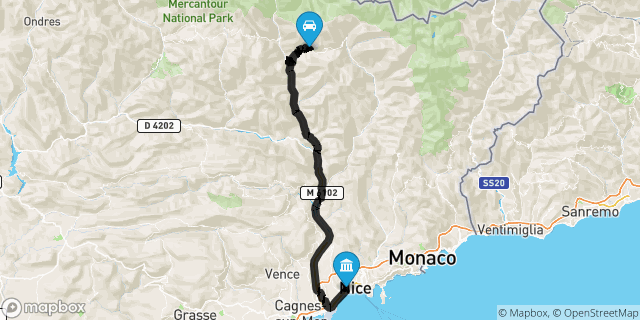Itinéraire vers Nice