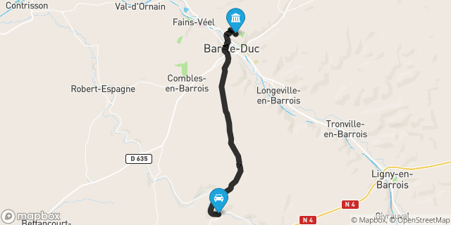 Itinéraire vers Bar-le-Duc