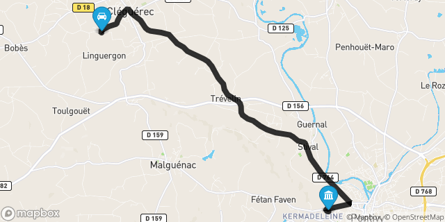 Itinéraire vers Pontivy