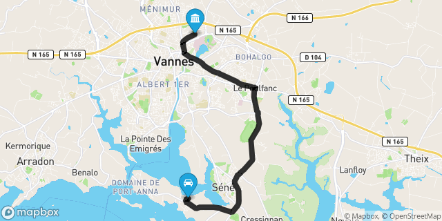 Itinéraire vers Vannes